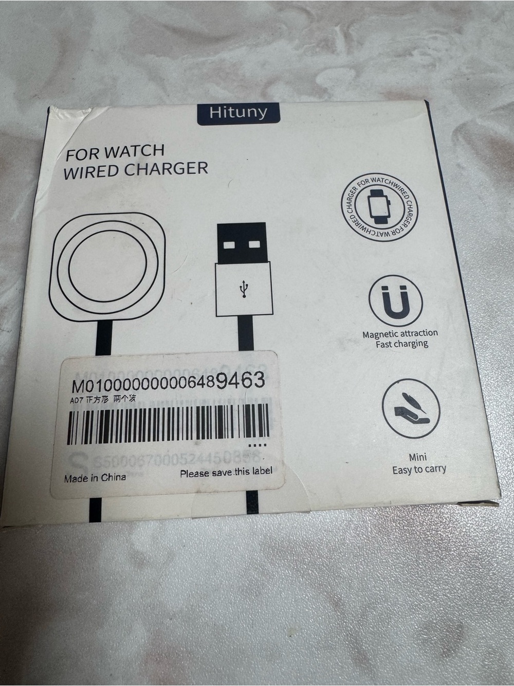 Black Wired Watch Charger - Magnetic Fast Charging